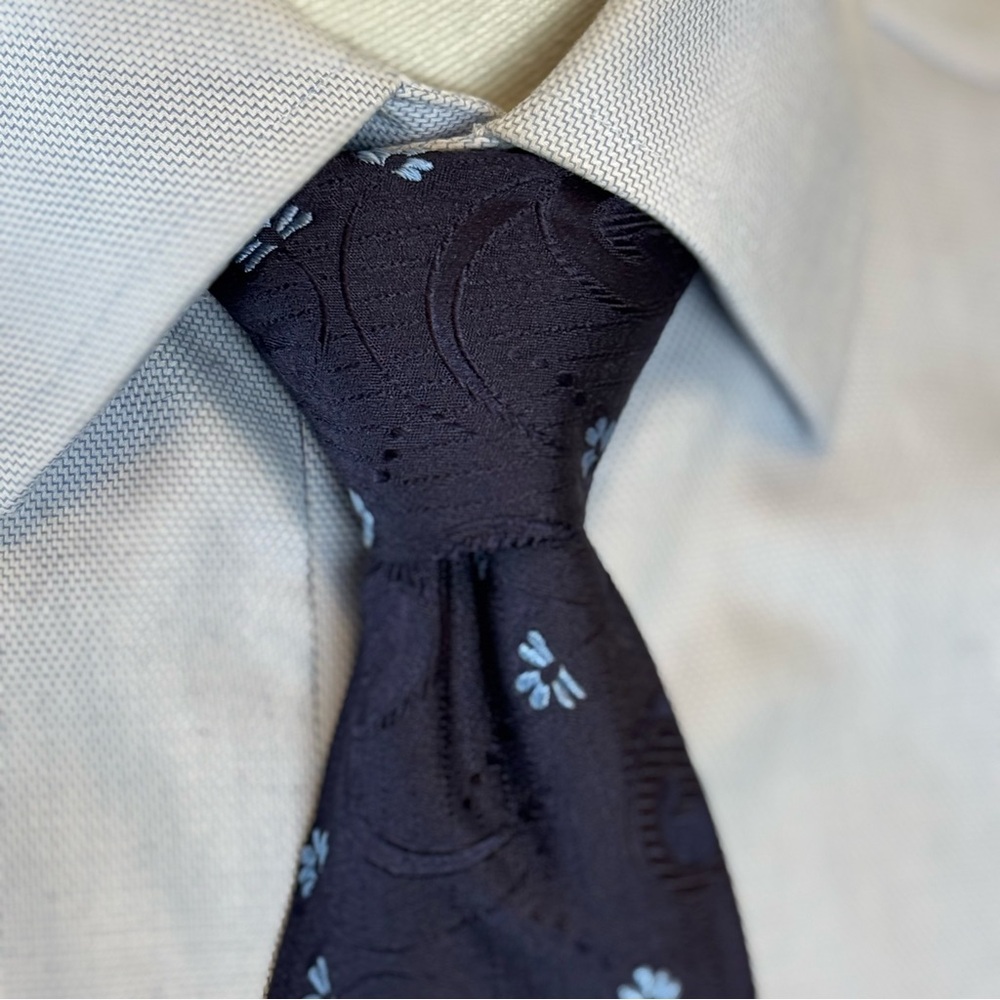 Borsalino Men’s Necktie Blue Floral Tie 100% Silk